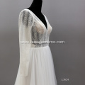 Sexy Bridal Gowns Backless Long Sleeve V Neck Chapel Train Hot Sale Lace Illusion Wedding Dress